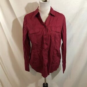 Northcrest “Rumba Red” Long Sleeve Button Up - Womens L, NWT, Bust 22”